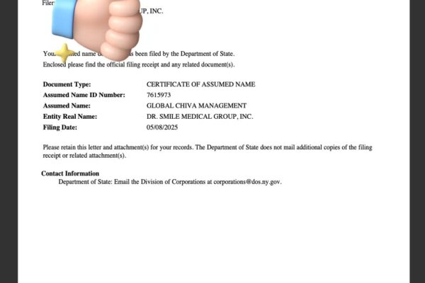 Global CHIVA Management (GCM) Registered as Official Trade Name in New York State