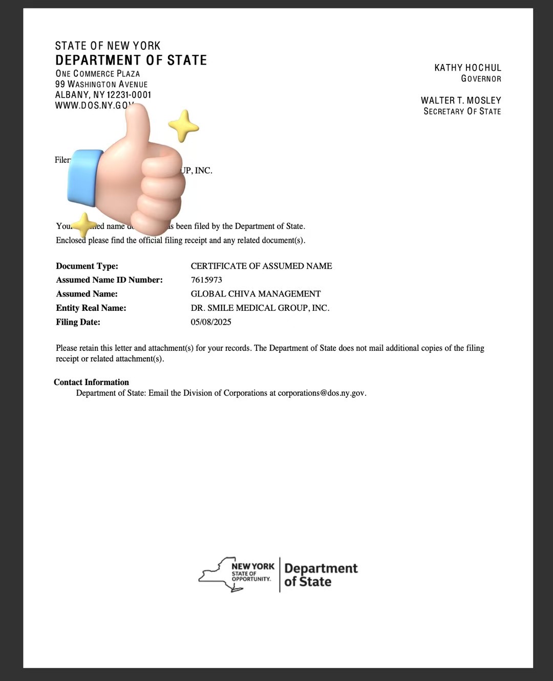 Global CHIVA Management (GCM) Registered as Official Trade Name in New York State